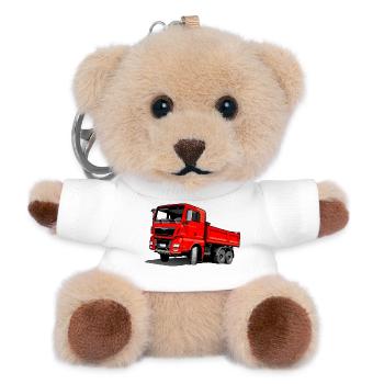 LKW rot - Teddy Schlüsselanhänger - Weiß - Vorne