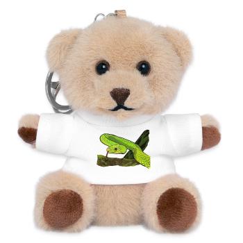 Leuchtende Grüne Schlange im Dschungel - Teddy Schlüsselanhänger - Weiß - Vorne