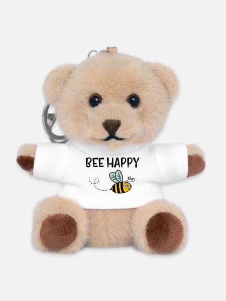 Bee Happy - Teddy Schlüsselanhänger - Weiß