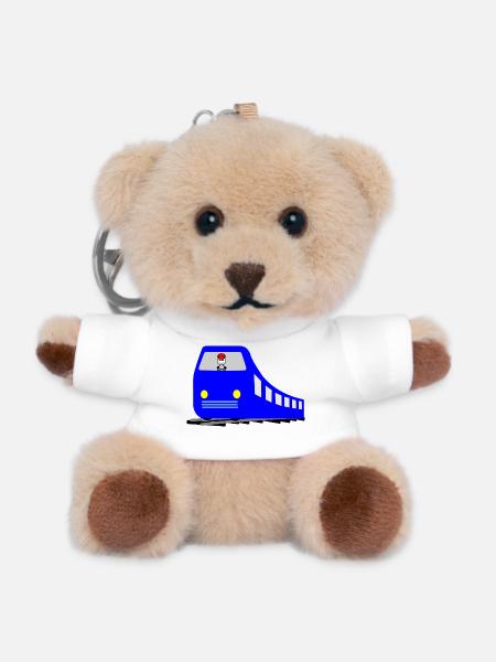 Train ou métro sur les rails avec chauffeur - Porte-clés ourson - blanc
