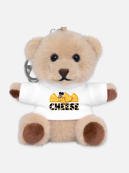 Cheese - Teddy Keyring - white
