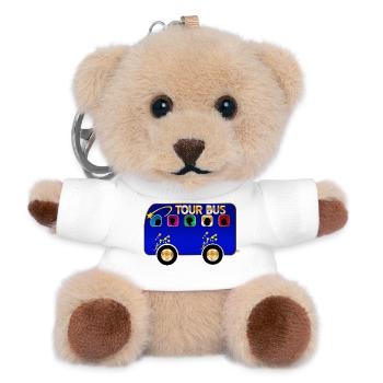 Tour Bus Silhouette Burst on Blue - Teddy Keyring - white - Front