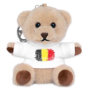 Brushstroke Belgian Flag - Teddy Keyring - white - Front