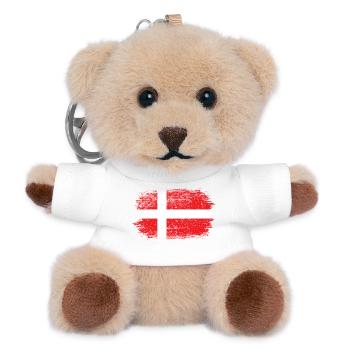Pinselstrich Dänische Flagge - Teddy Schlüsselanhänger - Weiß - Vorne