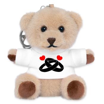 Wedding rings with hearts - Teddy Keyring - white - Front