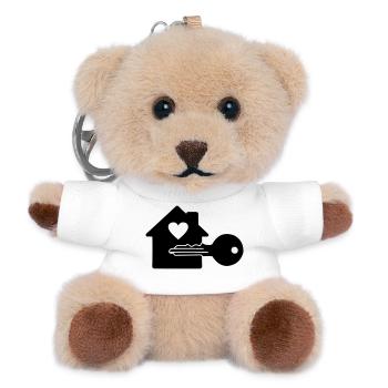Key with house key heart - Teddy Keyring - white - Front