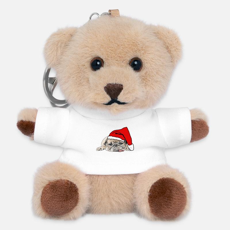 Chien de Noël Carlin de Noël - Porte-clés ourson - blanc