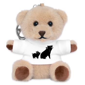Mutterschwein mit Ferkelschattenbild - Teddy Schlüsselanhänger - Weiß - Vorne