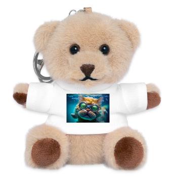 Hector the swimming cat with diving glasses - Teddy Keyring - white - Front