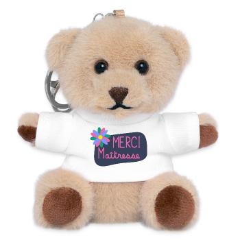 MERCI. MAÎTRESSE. MAÎTRE. MERCI MAÎTRESSE. FLEUR - Porte-clés ourson - blanc - Devant