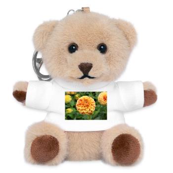gelbe Dahlie Blüte Blume Poster - Teddy Schlüsselanhänger - Weiß - Vorne