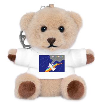 Regenbogenjet am Sonnentag - Teddy Schlüsselanhänger - Weiß - Vorne