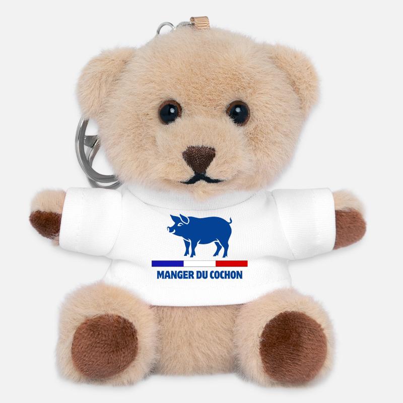 manger du cochon, boucher, boucherie - Porte-clés ourson - blanc