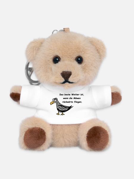 Möwe - Das beste Wetter ist, wenn die Möwen ... - Teddy Schlüsselanhänger - Weiß