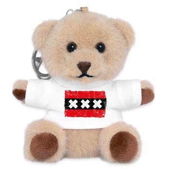 Rote Streifenflagge mit weißen Xs - Teddy Schlüsselanhänger - Weiß - Vorne