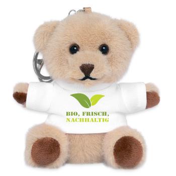 Bio Frisch Nachhaltig Biobauer Landwirt Geschenk - Teddy Schlüsselanhänger - Weiß - Vorne