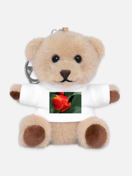 Feurige Tulpenfrische - Teddy Schlüsselanhänger - Weiß