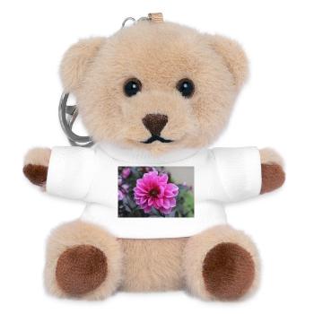 Dahlia Pink Pink Blossom ,Flower - Teddy Keyring - white - Front