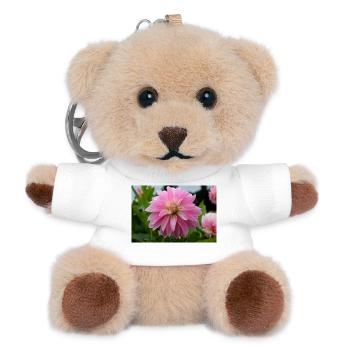Dahlia Pink Pink Blossom ,Flower - Teddy Keyring - white - Front