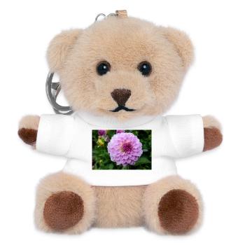 Dahlia Pink Pink Blossom ,Flower - Teddy Keyring - white - Front