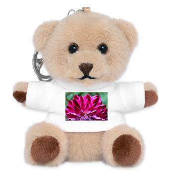 Dahlie rot Blüte ,Blume - Teddy Schlüsselanhänger - Weiß - Vorne
