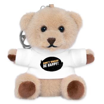 DONT WORRY BE HAPPY in a black Round - Teddy Schlüsselanhänger - Weiß - Vorne
