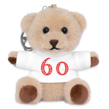 60. 60 YEARS. 60th ANNIVERSARY. 60TH BIRTHDAY. - Teddy Keyring - white - Front