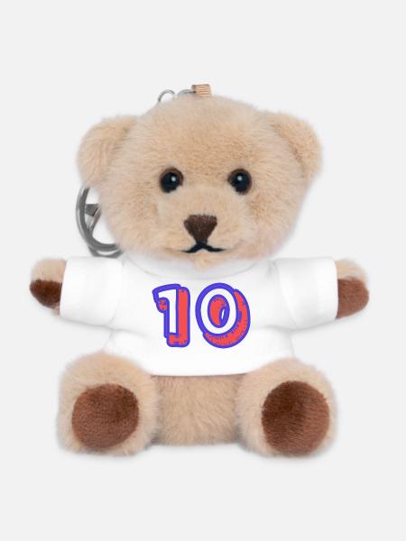 10. 10 ANS. 10e ANNIVERSAIRE. ANNIVERSAIRE 10 ANS. - Porte-clés ourson - blanc