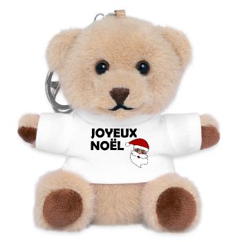NOËL. JOYEUX NOËL. MERRY CHRISTMAS. PÈRE NOËL - Porte-clés ourson - blanc - Devant