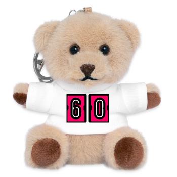 60. 60 YEARS. 60th ANNIVERSARY. 60TH BIRTHDAY. - Teddy Keyring - white - Front