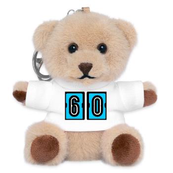 60. 60 JAHRE. 60-JÄHRIGES JUBILÄUM. 60. GEBURTSTAG. - Teddy Schlüsselanhänger - Weiß - Vorne