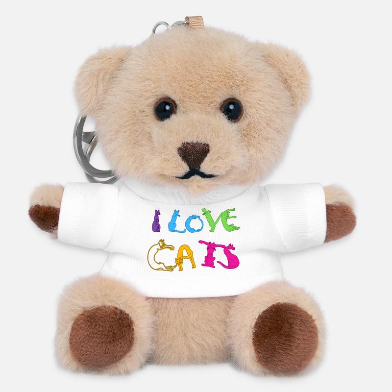 J’adore les chats - Porte-clés ourson - blanc