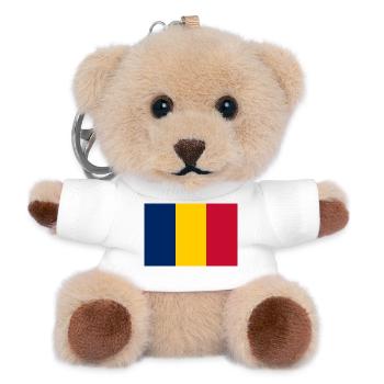 Tschad – Flaggenwappen Blau, Gelb, Rot - Teddy Schlüsselanhänger - Weiß - Vorne