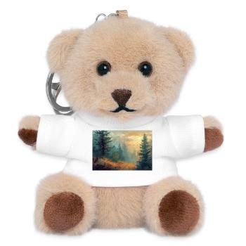 Waldlandschaft Illustration Poster - Teddy Schlüsselanhänger - Weiß - Vorne