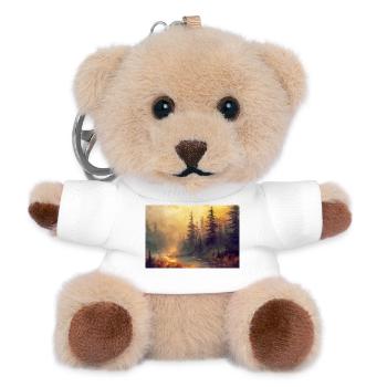 Waldlandschaft Illustration Poster - Teddy Schlüsselanhänger - Weiß - Vorne
