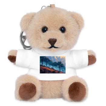Waldlandschaft Illustration Poster - Teddy Schlüsselanhänger - Weiß - Vorne