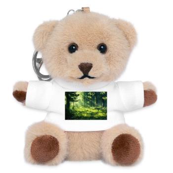 Waldlandschaft Illustration Poster - Teddy Schlüsselanhänger - Weiß - Vorne