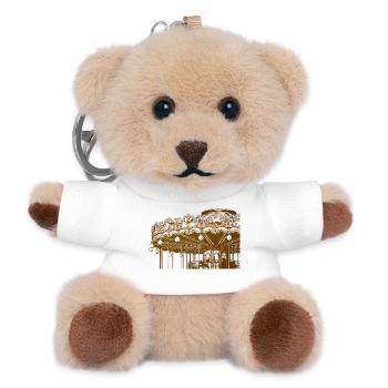 Gold Vintage Carousel Design - Teddy Keyring - white - Front