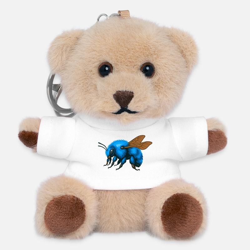 Blaue Hummel links - Teddy Schlüsselanhänger - Weiß
