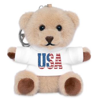 Patriotic USA Flag Distressed Print - Teddy Keyring - white - Front