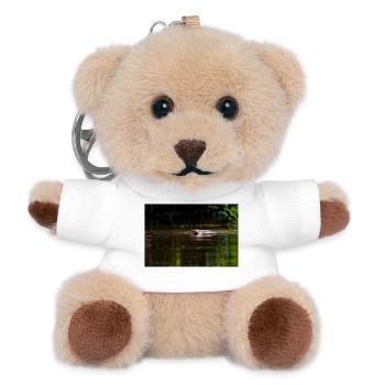 Beaver Swimming Toward Camera in Shallow Water - Teddy Keyring - white - Front