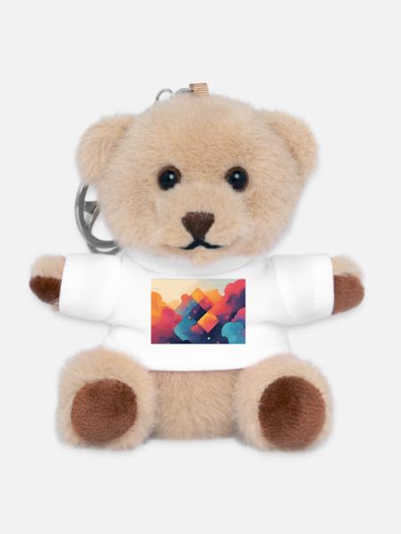 Abstrakte Formen von farbigen Wolken - Teddy Schlüsselanhänger - Weiß