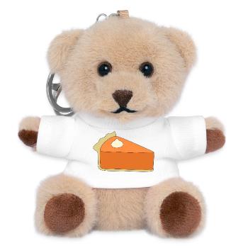 Kürbiskuchen Scheibe Illustration - Teddy Schlüsselanhänger - Weiß - Vorne