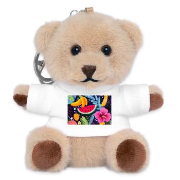 Bunte tropische Früchte - Teddy Schlüsselanhänger - Weiß - Vorne