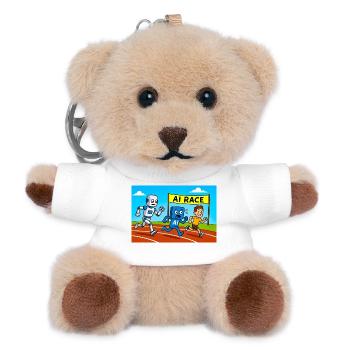 AI Race Running Cartoon Design - Teddy Keyring - white - Front