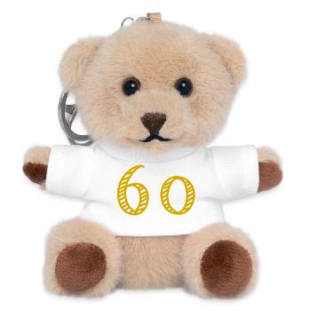 60. 60 YEARS. 60th ANNIVERSARY. 60TH BIRTHDAY. - Teddy Keyring - white - Front
