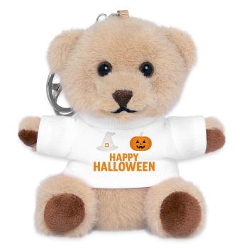 Halloween Kürbis & Hexenhut Design - Teddy Schlüsselanhänger - Weiß - Vorne