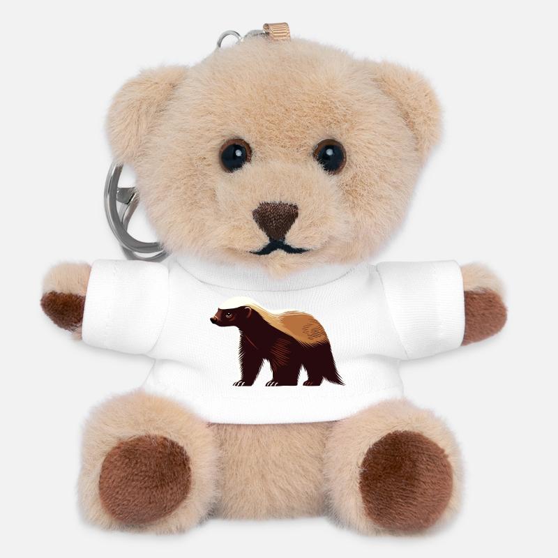 Honey badger - Teddy Keyring - white