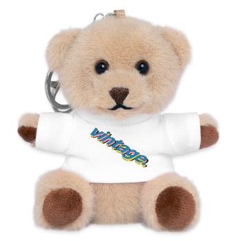 Vintage Retro 3D Typography Design - Teddy Keyring - white - Front