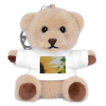 Sonnenblume Nahaufnahme Gelb Orange - Teddy Schlüsselanhänger - Weiß - Vorne